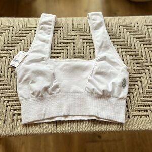 Free People Movement SQUARE NECK GOOD KARMA BRA in WHITE